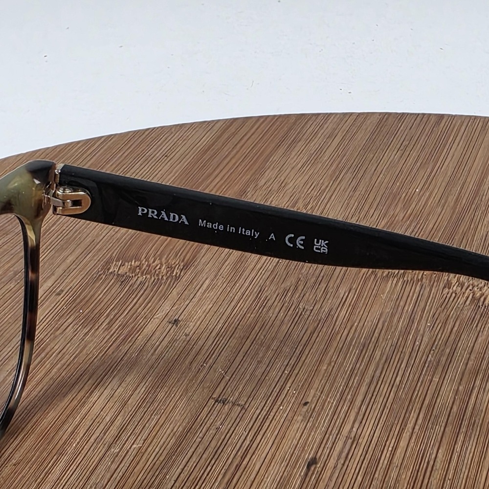 Prada VPR 05W Sunglasses Womens 53-19 Black Tortoise Cat Eye Clear Plastic Italy - Picture 5 of 11